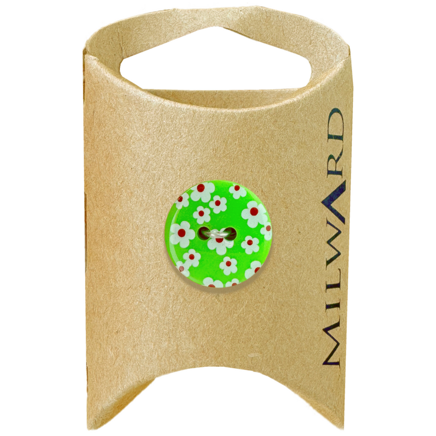 Milward Green 18mm 2-Hole Neon Floral Button