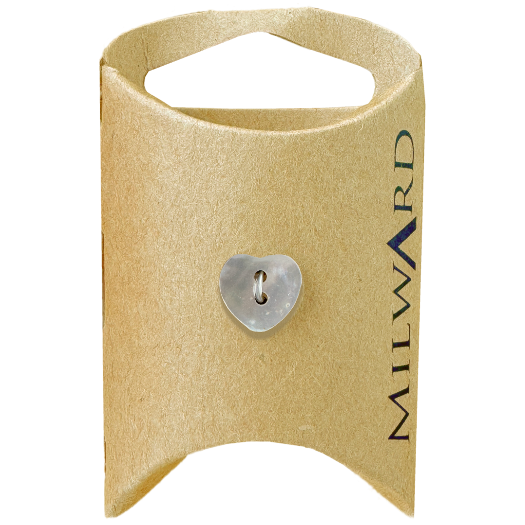Milward Natural 10mm Shell 2-Hole Heart Button
