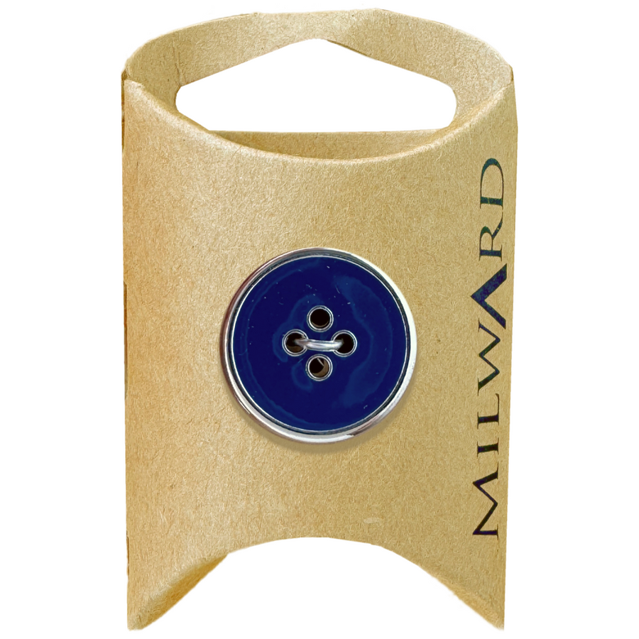 Milward Navy 4-Hole Silver Rim Button