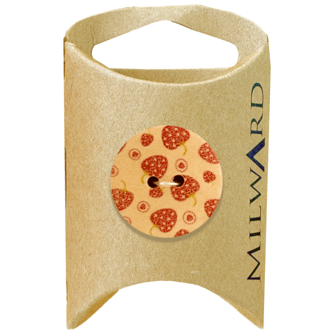Milward Orange 25mm Wooden 2-Hole Strawberry Button