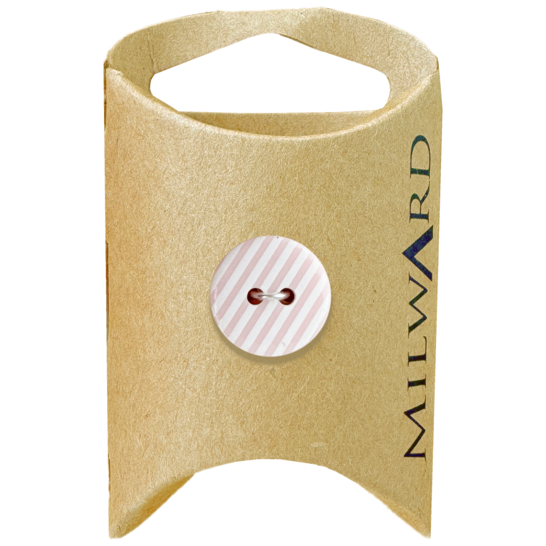 Milward Pink Polyester 2-Hole Striped Button