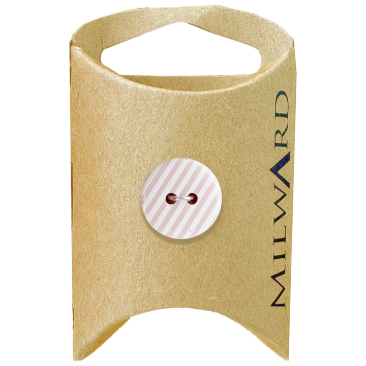 Milward Pink Polyester 2-Hole Striped Button