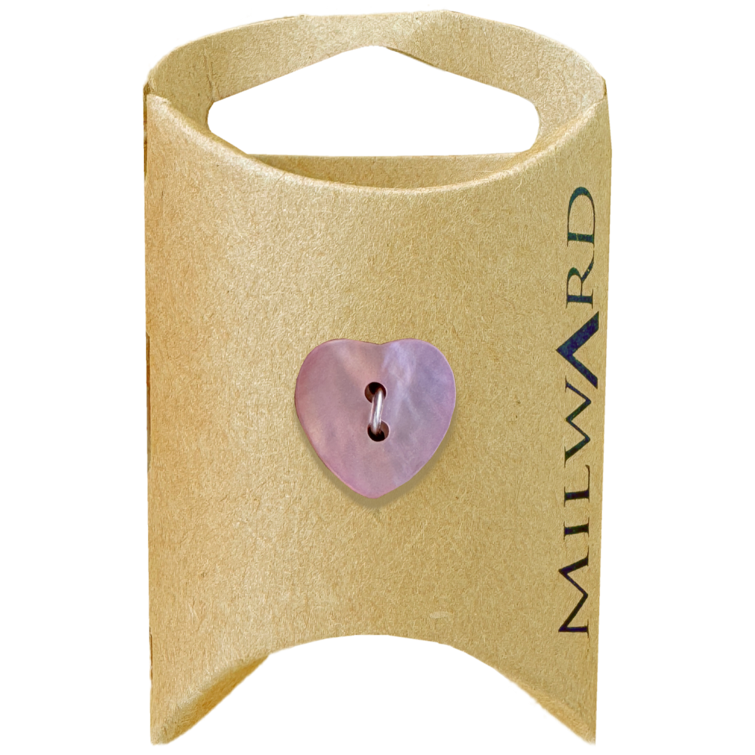Milward Pink 15mm Shell 2-Hole Heart Button
