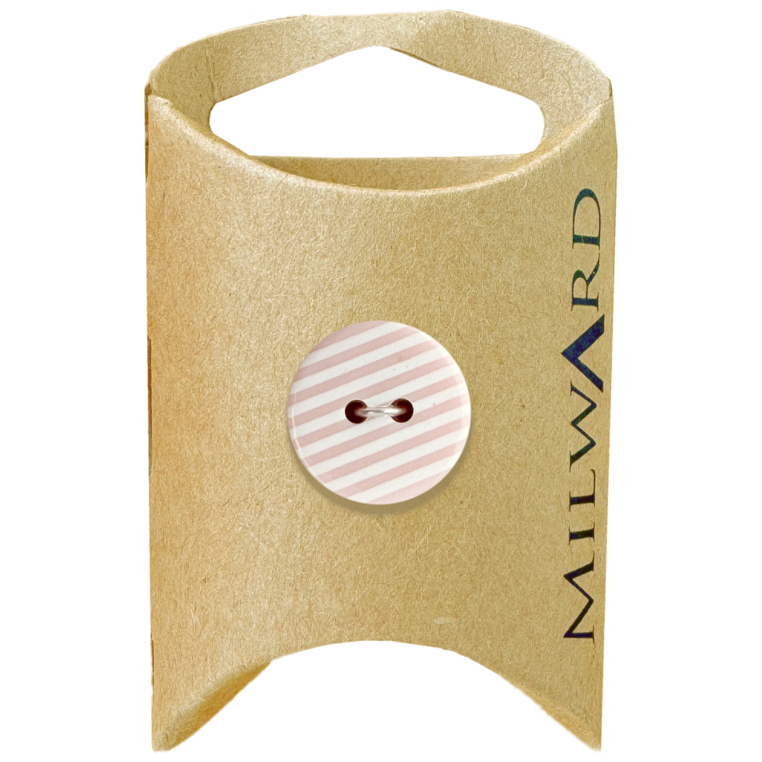 Milward Pink Polyester 2-Hole Striped Button