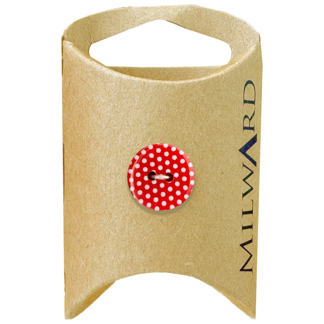 Milward Red Nylon 2-Hole Polka Dot Button
