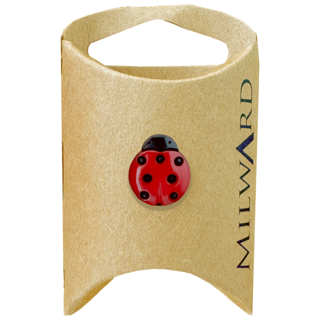 Milward Red 15mm Shank Lady Bug Button