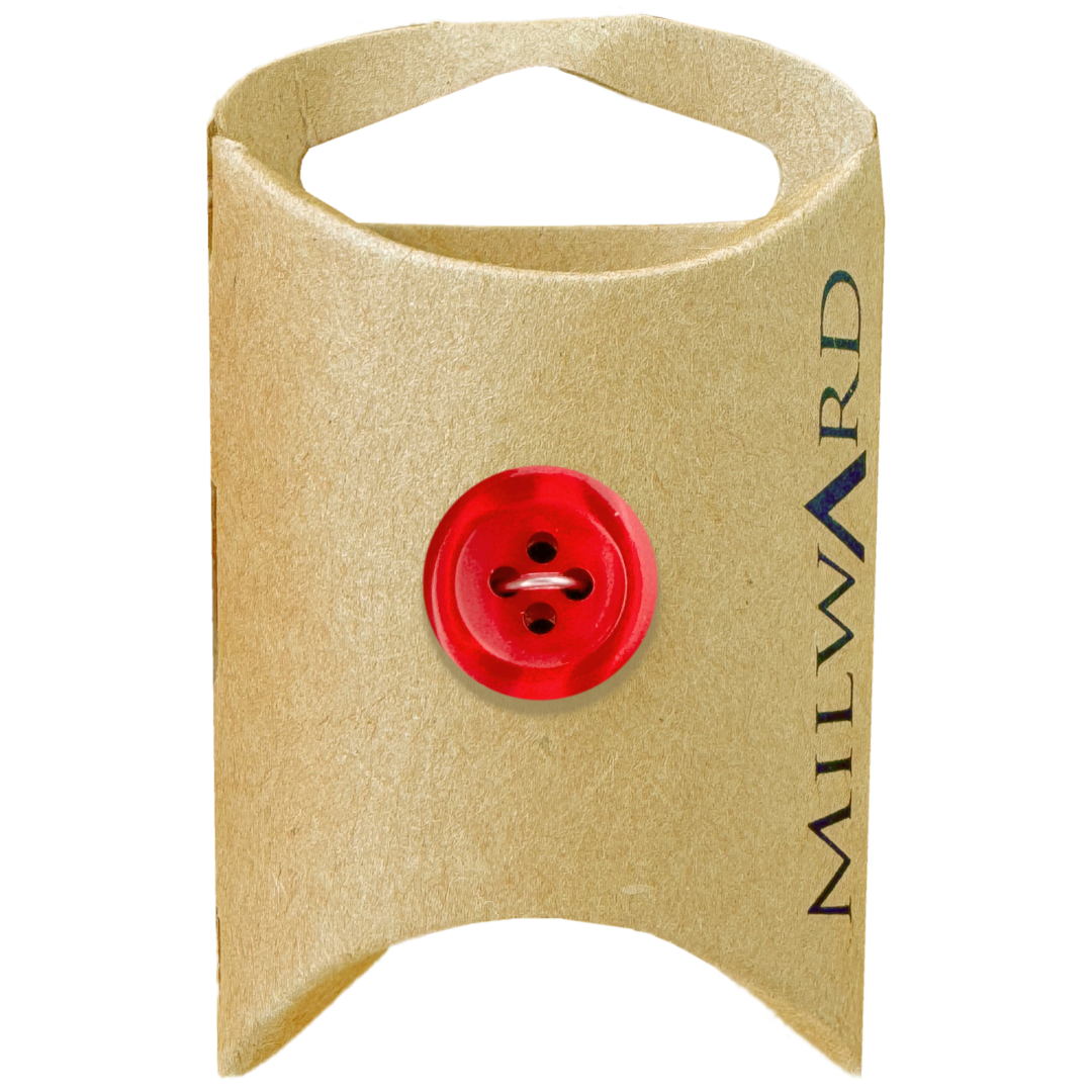 Milward Red Polyester 4-Hole Shiny Button