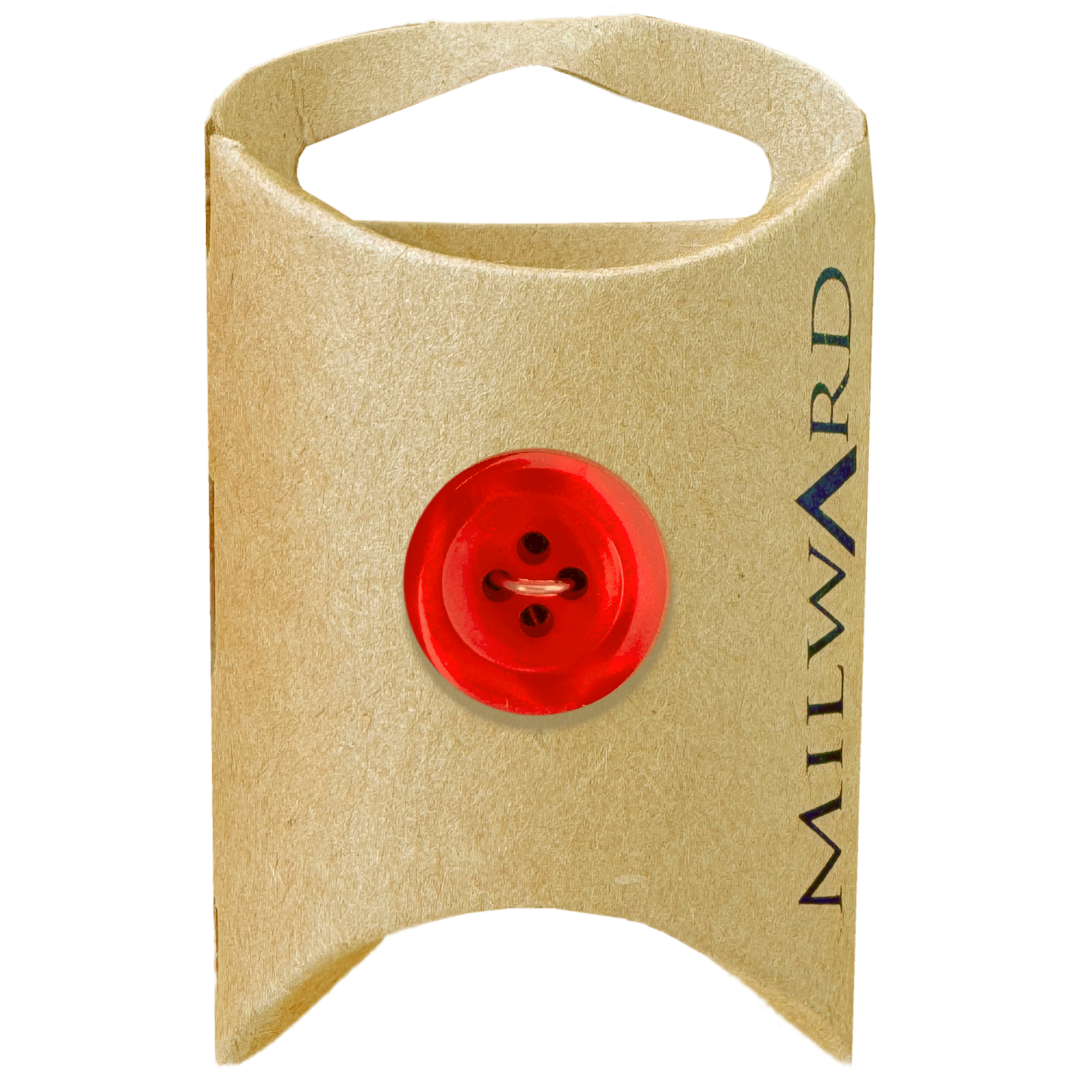 Milward Red Polyester 4-Hole Shiny Button