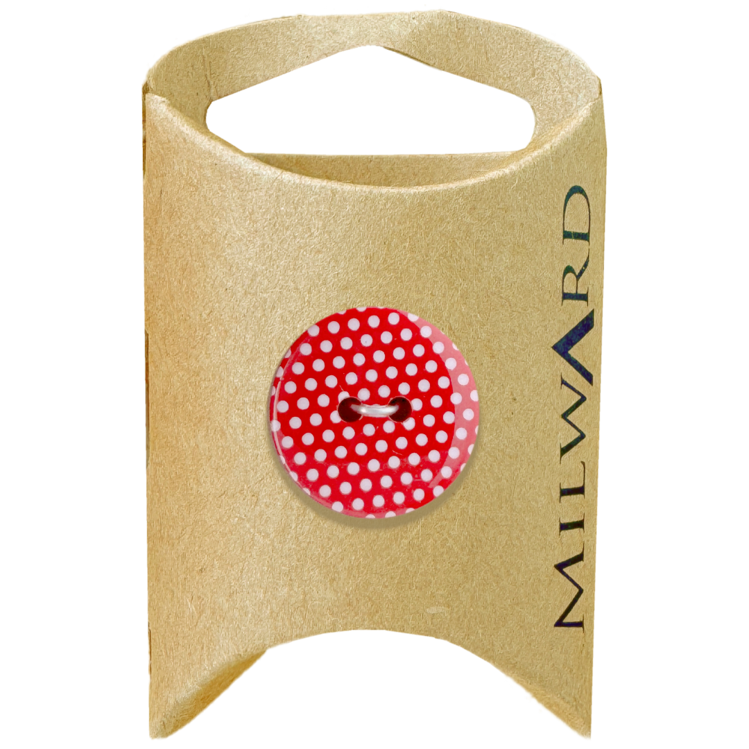 Milward Red Nylon 2-Hole Polka Dot Button