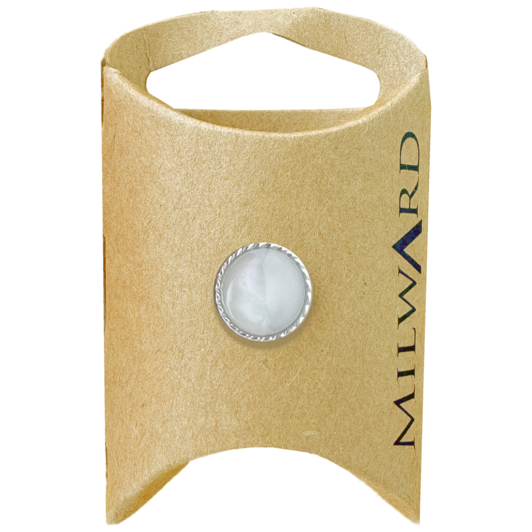 Milward Silver 13mm Nylon Shank Pearl/Silver Rim Button