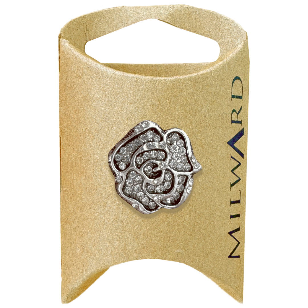 Milward Silver 23mm Alloy Shank Diamond Flower Button