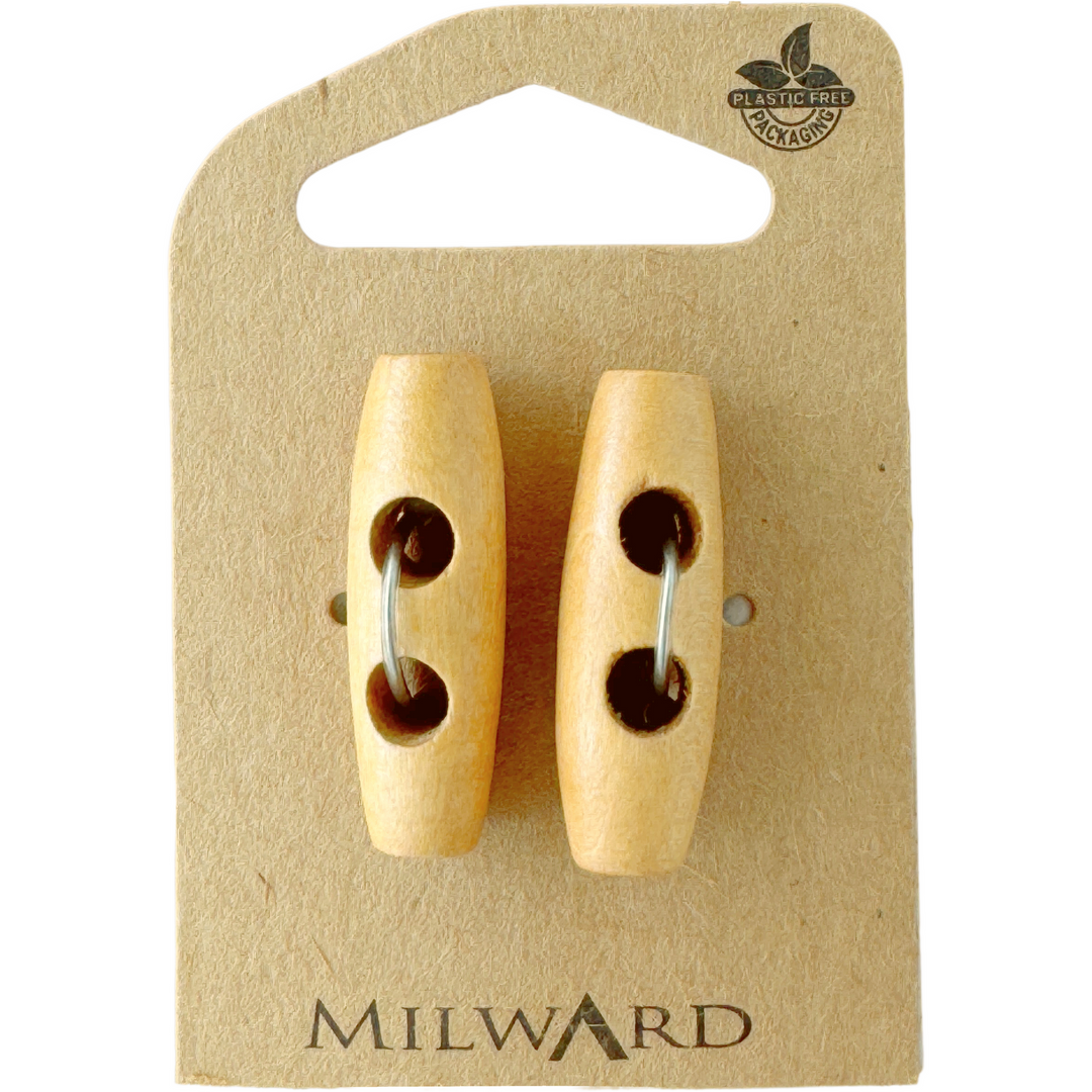Milward Tan Wooden 2-Hole Toggle Button