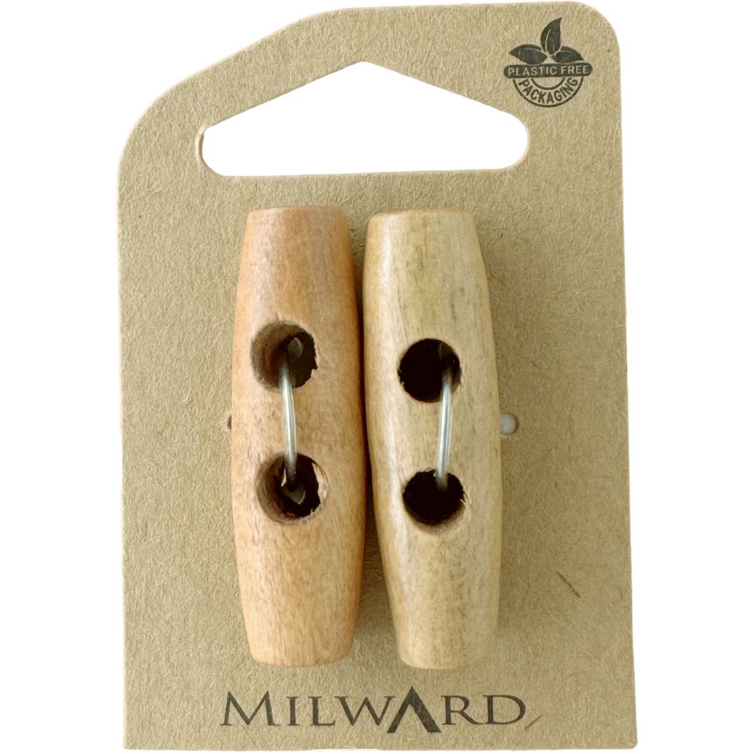 Milward Tan Wooden 2-Hole Toggle Button