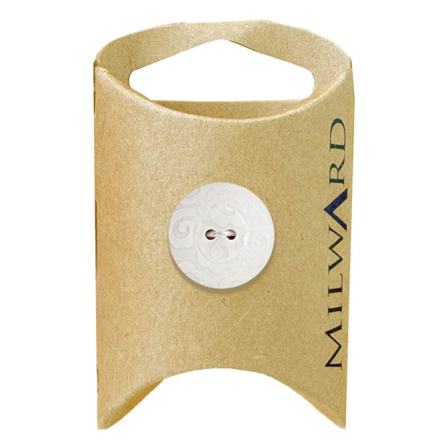 Milward White 18mm 2-Hole Laser Ripple Button