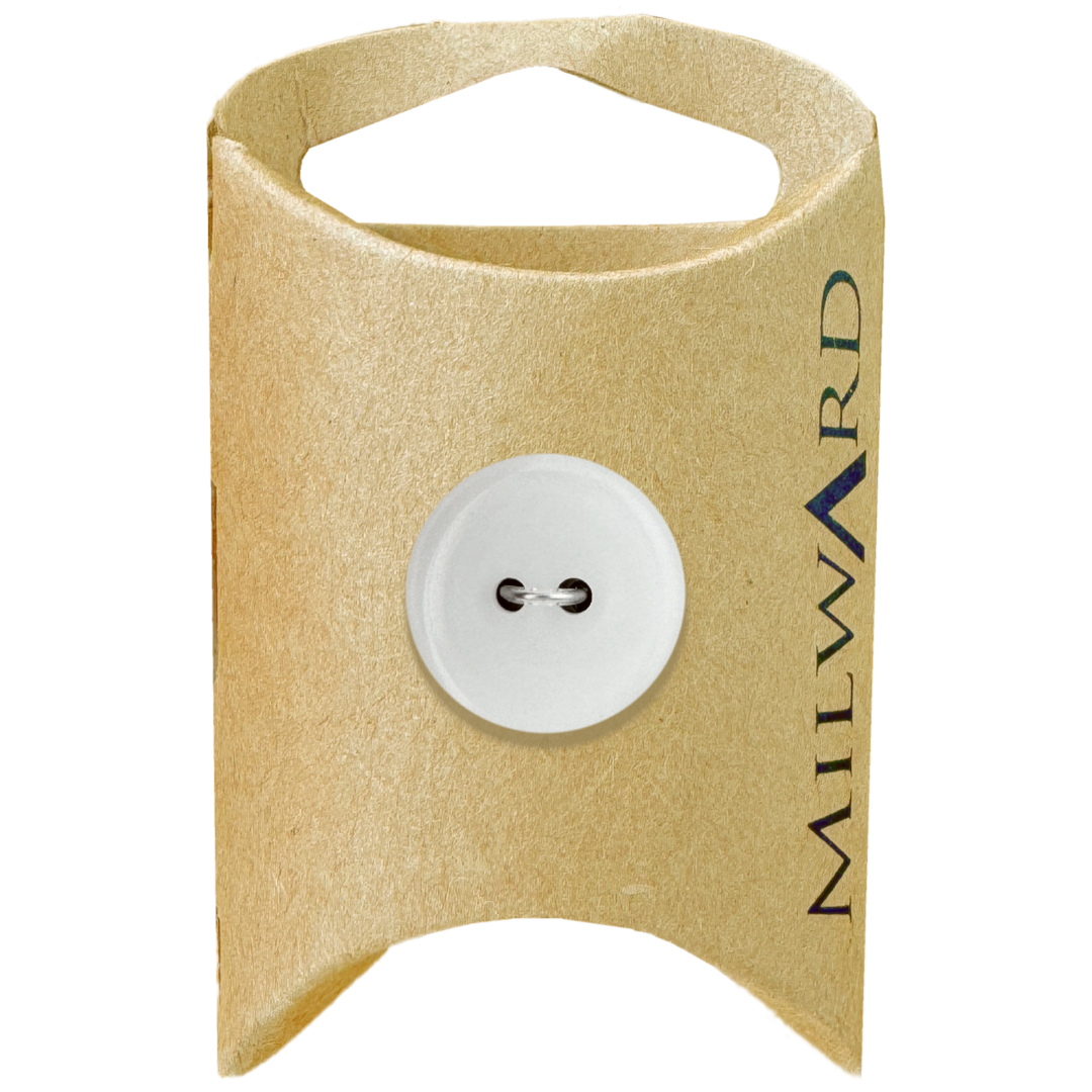 Milward White Polyester 2-Hole Glossy Button