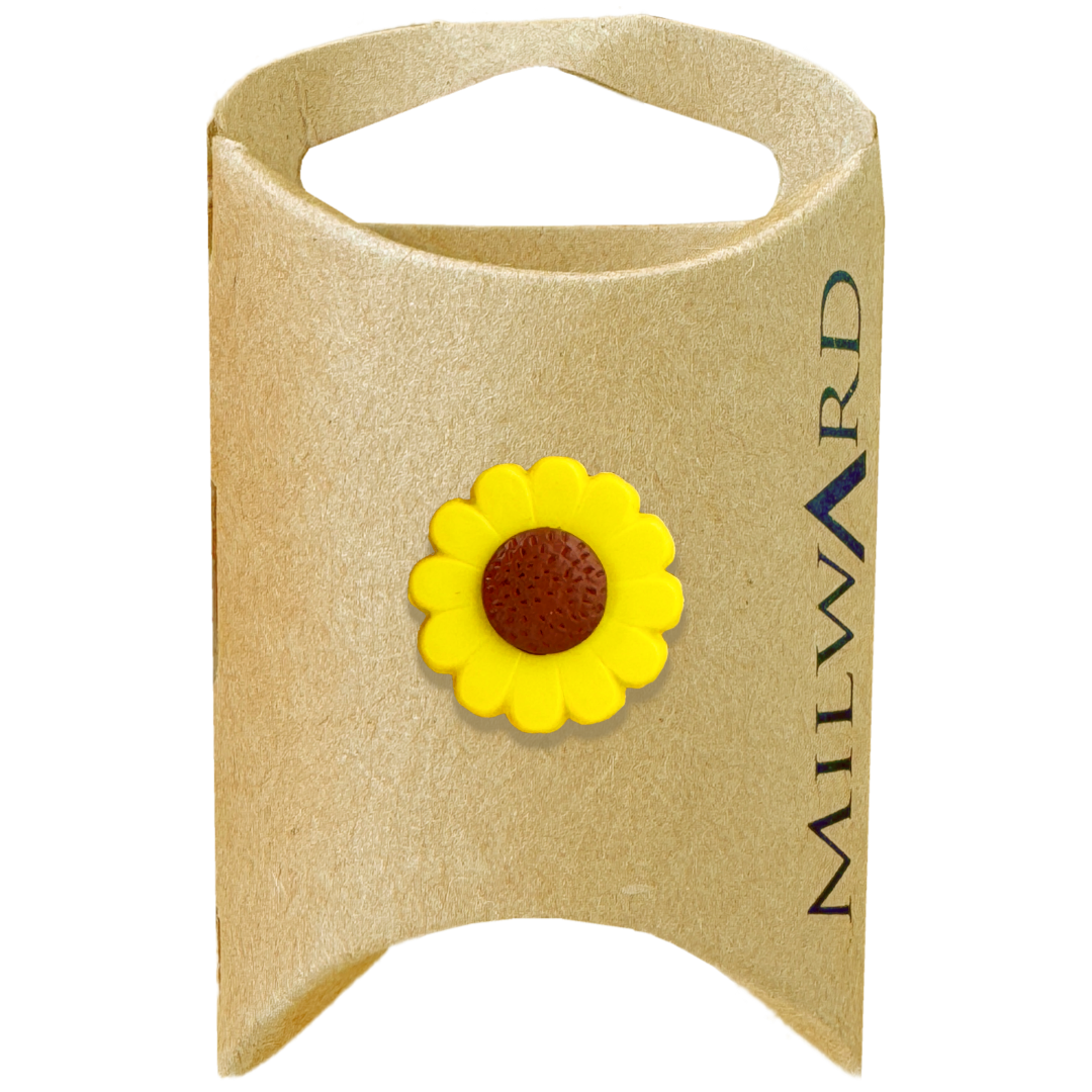 Milward Yellow 18mm Shank Sunflower Button