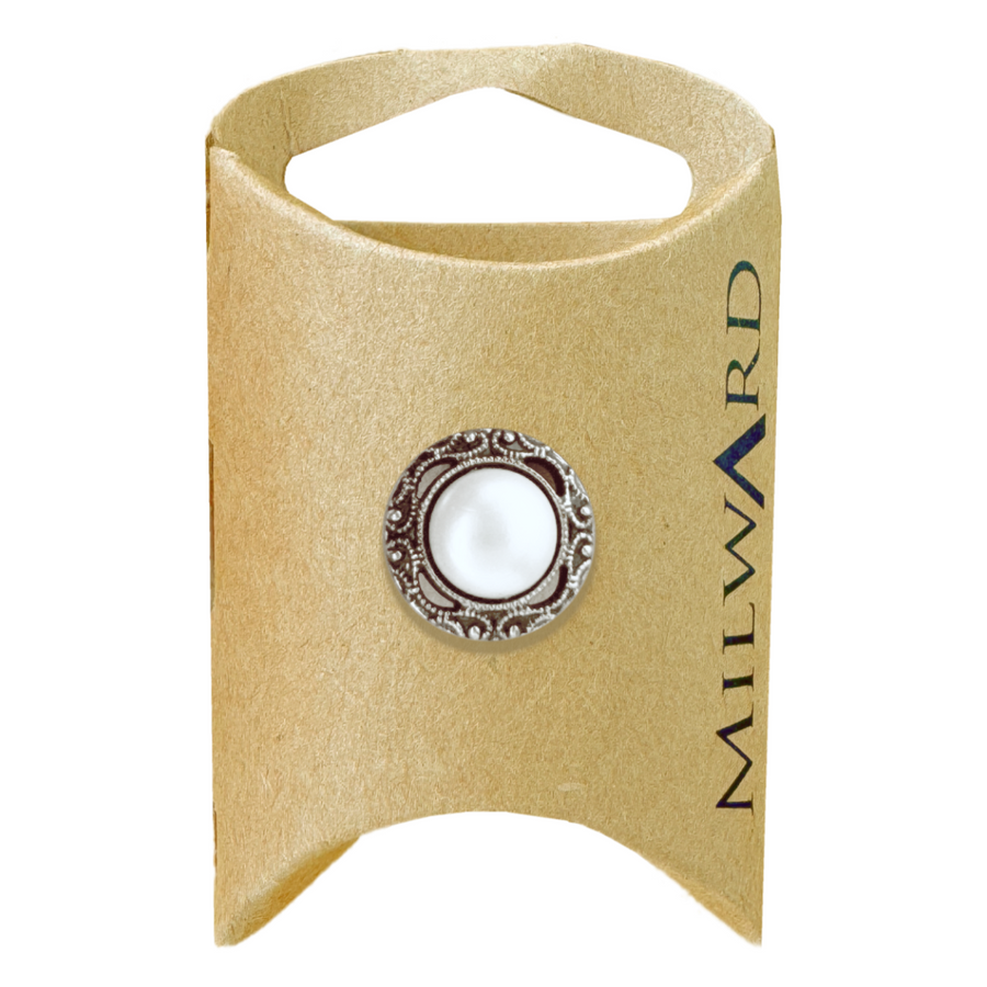 Milward Silver 15mm Shank Pearl Button