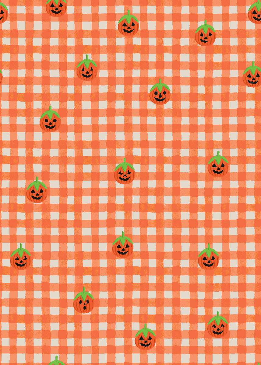 Halloween III by the 1/4 Yard - Pumpkin Gingham Orange