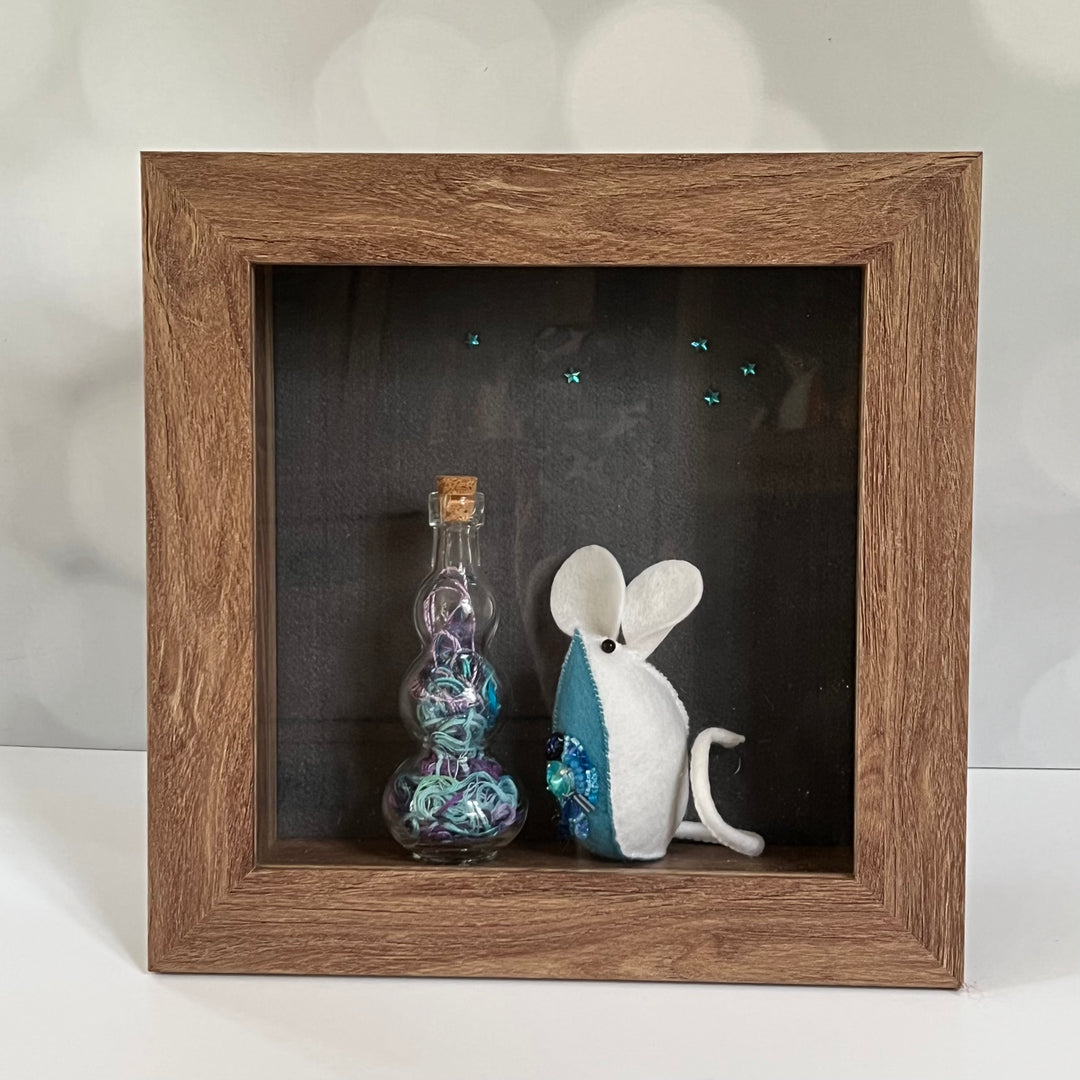 Blue Magpie Mouse Shadowbox