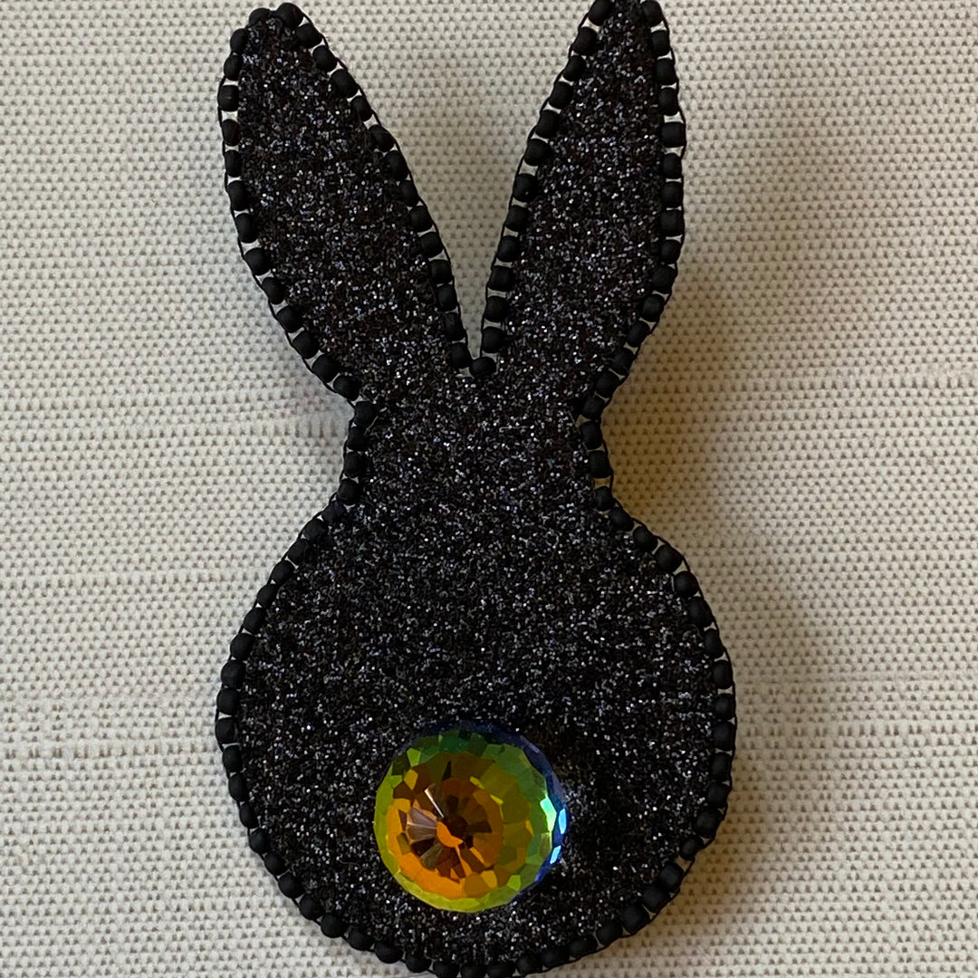 Black Bunny Handmade Pin