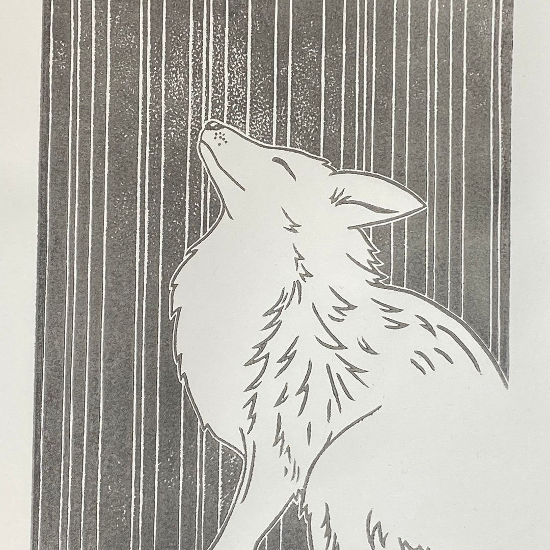 Arctic Fox Lino Print