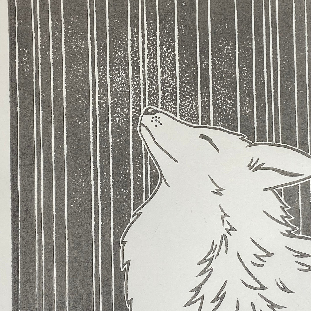 Arctic Fox Lino Print