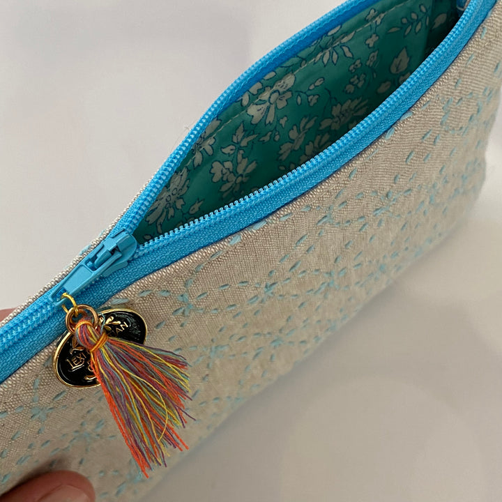 Pastel Sashiko Zipper Bag